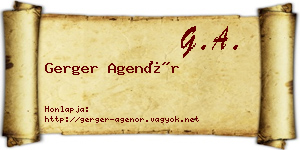 Gerger Agenór névjegykártya